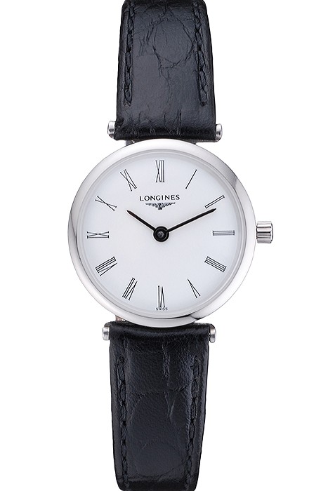 Longines La Grande Classique White Dial Black Leather Band Femme  622128