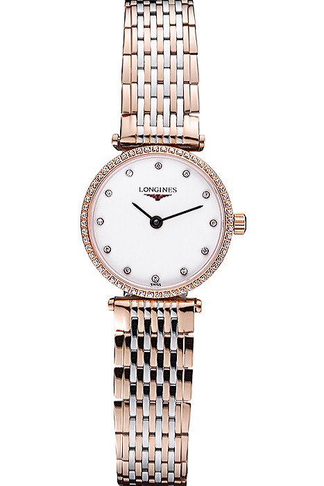 Longines La Grande Classique Rose Gold White Dial Diamond Bezel Femme  622106