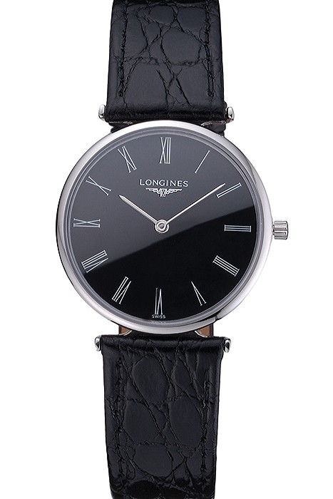 Longines La Grande Classique Black Dial Black Leather Band Homme  622131
