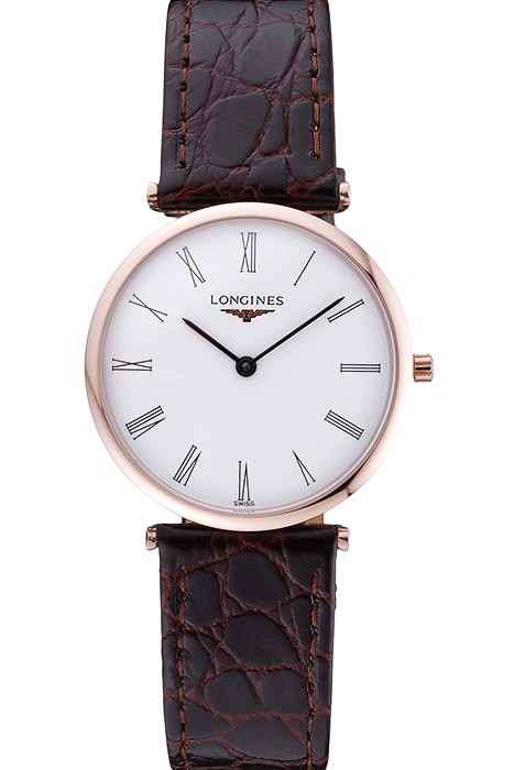 Longines La Grande Classique White Dial Brown Leather Band Homme  622136
