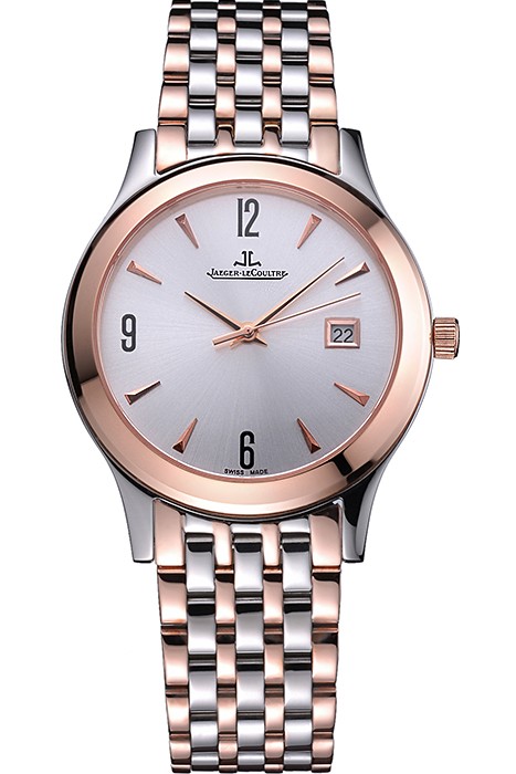 Jaeger LeCoultre Master White Dial Rose Gold Bezel Two Tone Band  622090