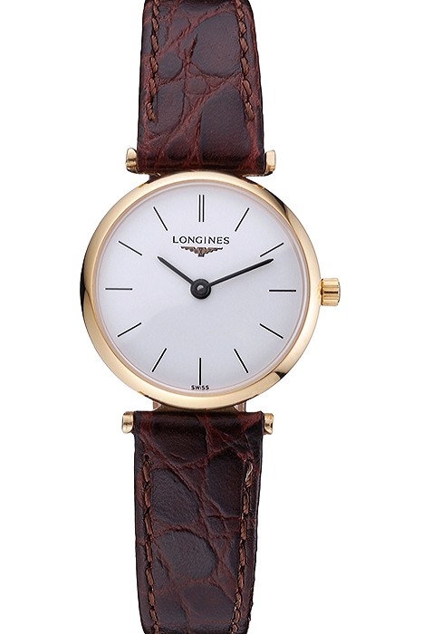 Longines La Grande Classique White Dial Brown Leather Strap Femme  622120