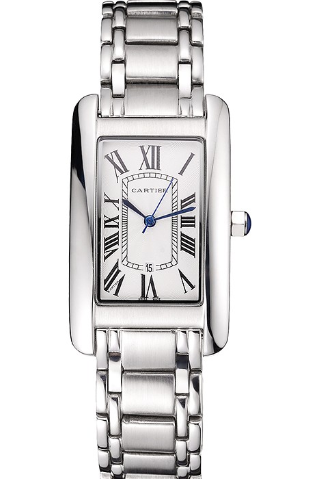 Cartier Tank Americaine 21mm White Dial Stainless Steel Case And Bracelet