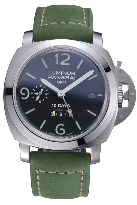 Panerai Luminor GMT Stainless Steel Bezel Green Leather Bracelet  622318