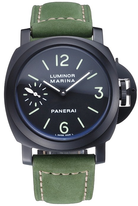 Panerai Luminor Marina Ion Plated Stainless Steel Bezel Green Leather Bracelet  622312
