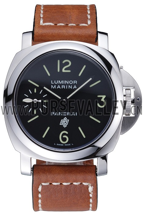 Panerai Luminor Marina Stainless Steel Bezel Brown Leather Bracelet 622313