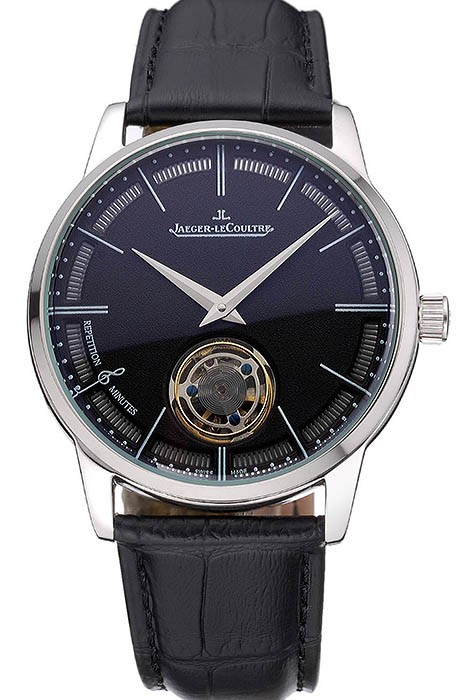 Jaeger-LeCoultre Master Flying Tourbillon Black Dial Stainless Steel Case Black Leather Strap  622777