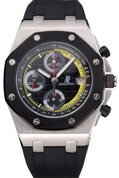 Swiss Audemars Piguet Royal Oak Offshore Black And Yellow Dial Stainless Steel Case Black Rubber Strap  622855