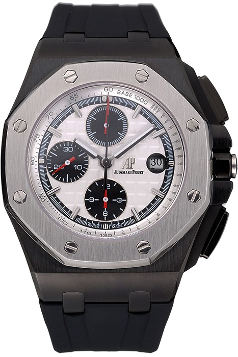 Swiss Audemars Piguet Royal Oak Offshore Chronograph White Dial Black Steel Case Black Rubber Strap  622862