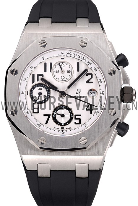 Swiss Audemars Piguet Royal Oak Offshore White Dial Stainless Steel Case Black Rubber Strap 622853