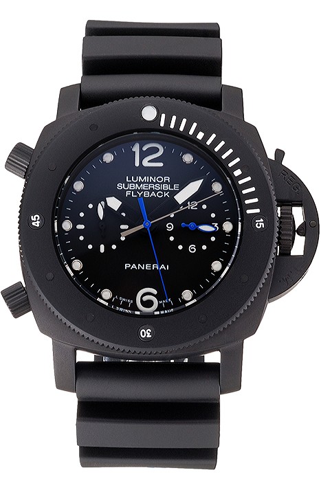 Panerai Luminor Submersible Flyback GMT Black Dial Black Ionized Case Black Rubber Strap