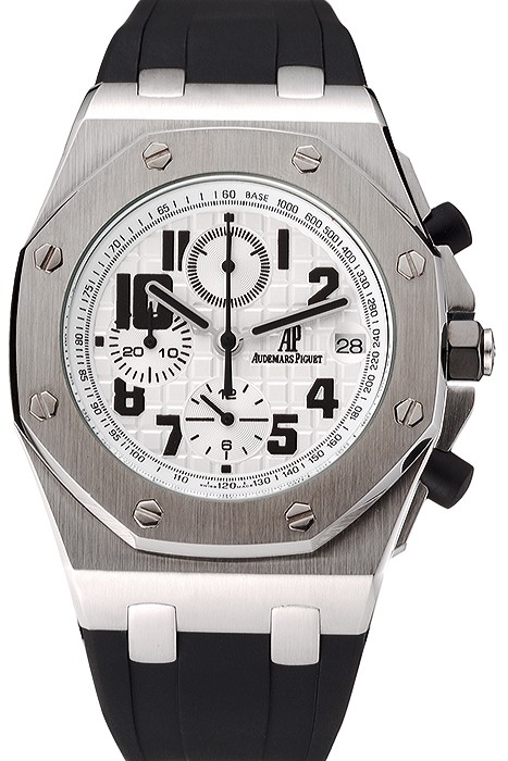 Audemars Piguet Royal Oak Offshore White Dial Stainless Steel Case Black Rubber Strap