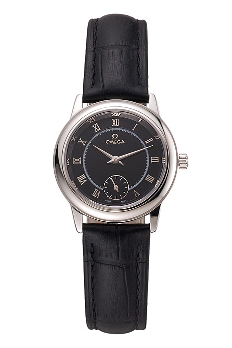 Omega De Ville Prestige Small Seconds Black Dial Stainless Steel Case Black Leather Strap