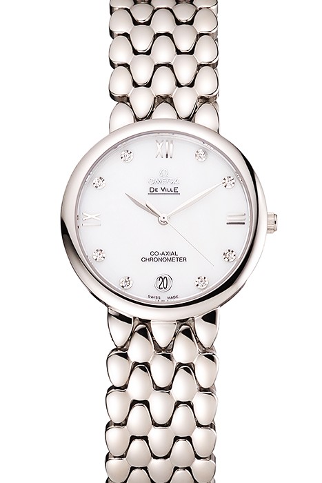Omega De Ville Prestige White Dial With Diamonds Stainless Steel Case And Bracelet