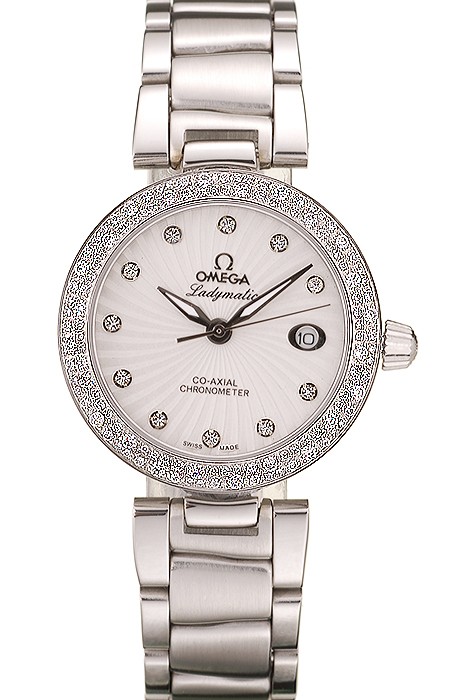 Omega DeVille Ladymatic iamond Plated Bezel White Dial