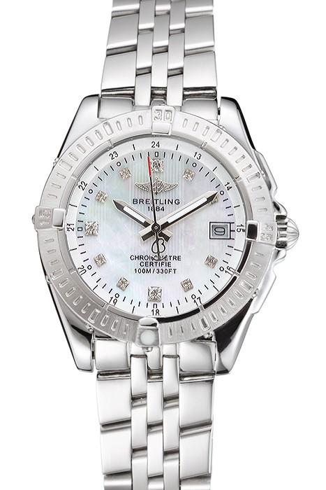 Breitling Colt Lady Pearl Dial Diamond Hour Marks Stainless Steel Case And Bracelet