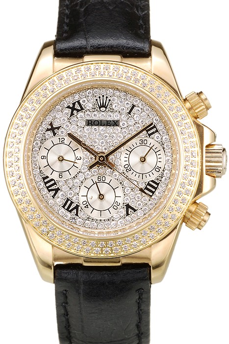 Rolex Daytona Lady Gold Case Crystal Studded Bezel Crystal Studded Dial 98238
