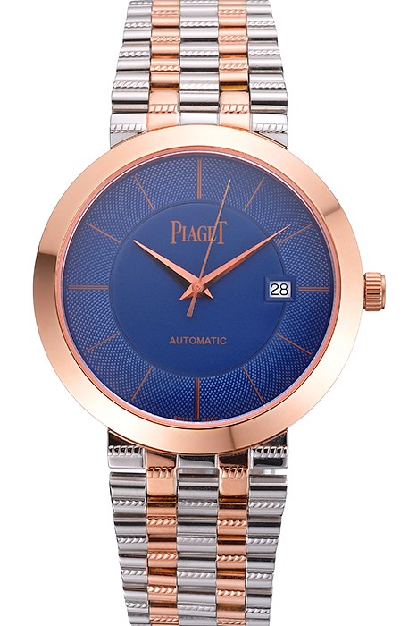 Swiss Piaget Traditional Blue Dial Gold Case Two Tones Stainless Steel Strap