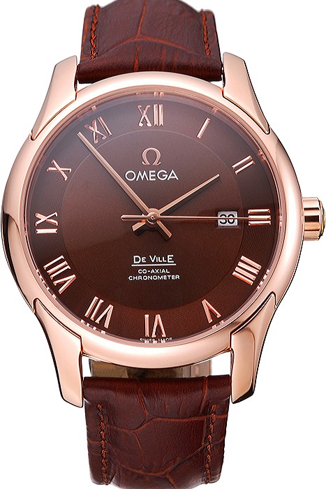 Omega DeVille Brown Dial Gold Case Brown Leather Strap  622831