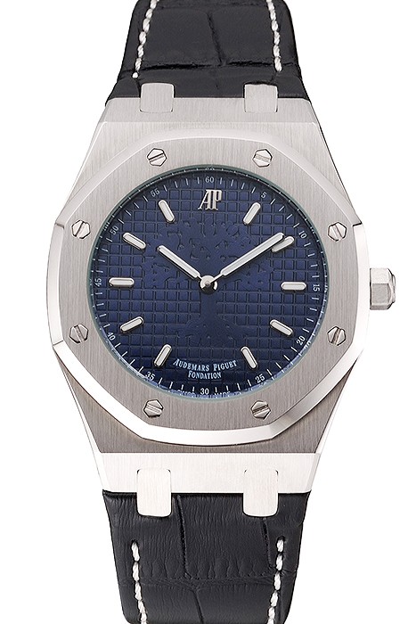 Audemars Piguet Royal Oak Fondation Blue Dial Stainless Steel Case Black Leather Strap