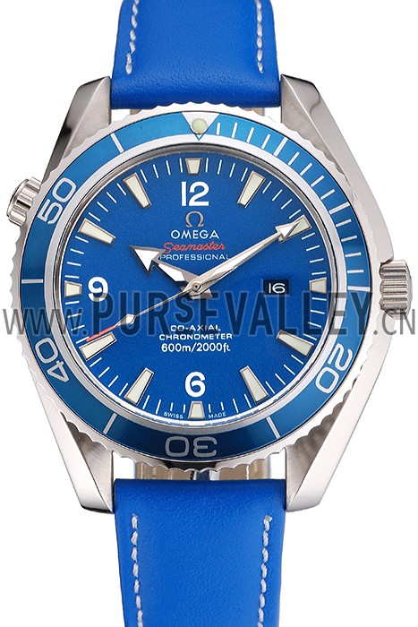 Omega Seamaster Planet Ocean Blue Dial Blue Leatherl Bracelet 622538