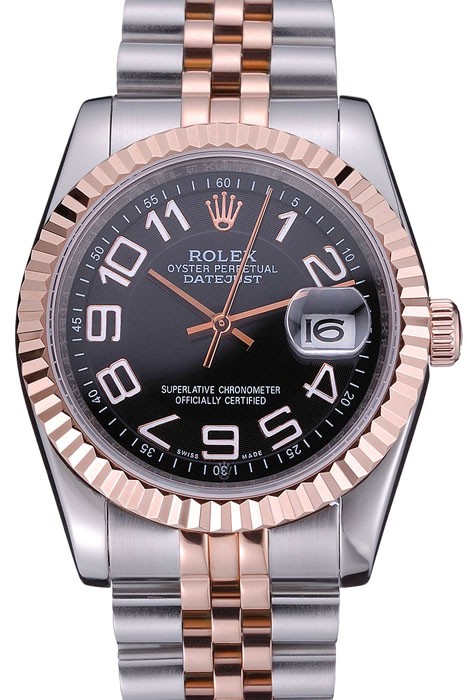 Rolex DateJust Black Dial Stainless Steel and Gold Bracelet  622545