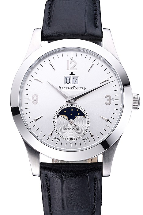 Jaeger LeCoultre Rendez-Vous Night And Day White Dial Black Leather Bracelet 622082