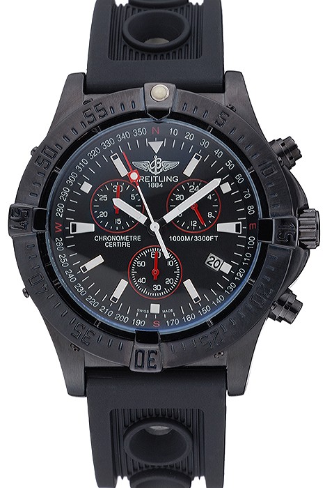 Breitling Avenger Seawolf Ion Plated Steinless Steel Case Black Dial Rubber Bracelet 622240