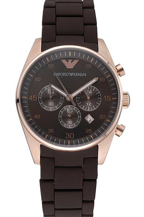 Emporio Armani Sportivo Chronograph Brown Dial Gold Case Brown Bracelet  622346