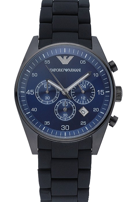 Emporio Armani Sportivo Chronograph Blue Dial Ion-plated Case Black Bracelet  622347