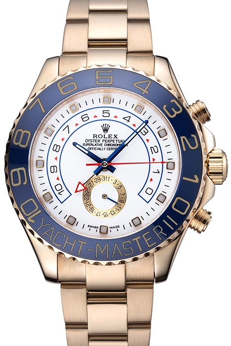 Rolex Yachtmaster II White Dial Blue Bezel Gold Bracelet 622271