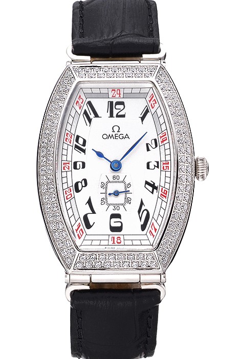 Omega Sochi Petrograd White Dial With Diamonds Stainless Steel Case Black Leather Strap  622823