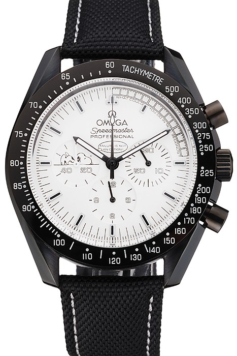 Omega Speedmaster Professional Apollo 13 Silver Snoopy Award White Dial Black Case Black Nylon Strap