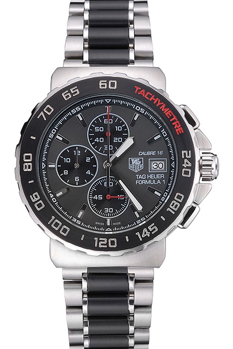Tag Heuer Formula 1 Calibre 16 Chronograph Black Dial Two Tone Stainless Steel Band   622413