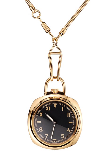 Swiss Panerai Radiomir Pocket Watch Black California Dial Gold Case And Chain 1453739