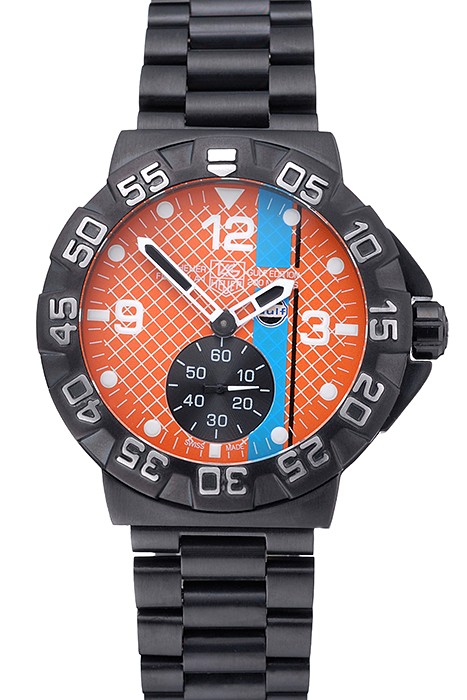 Tag Heuer Formula One Special Gulf Edition Orange And Blue Dial Ion Plated Steinless Steel Bracelet 622291
