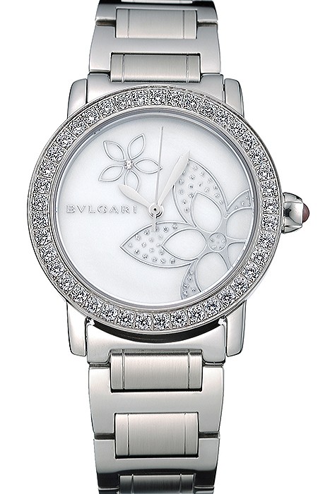 Bvlgari Solotempo Flower Motif Dial Diamond Bezel Stainless Steel Case And Bracelet  622748