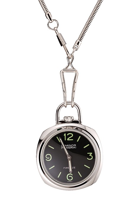 Swiss Panerai Luminor Pocket Watch Black Dial Stainless Steel Case And Chain 1453743