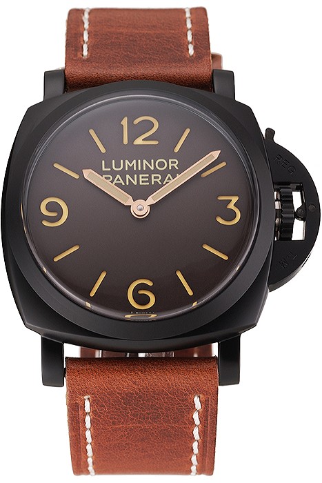 Swiss Panerai Luminor Brown Dial Black PVD Case Brown Leather Strap 1453856