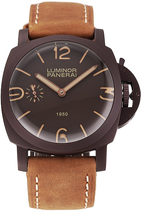 Swiss Panerai Luminor 1950 Brown Dial Brown PVD Case Brown Suede Leather Strap 1453850