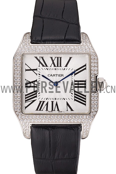 Cartier Santos 100 Diamond Silver Bezel 621924