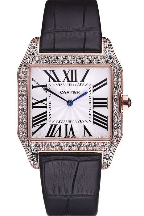 Cartier Santos 100 Diamond Rose Gold Bezel 621925