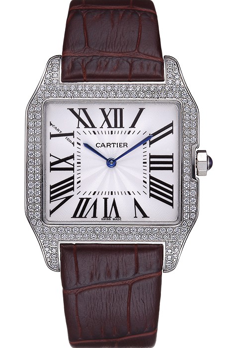 Cartier Santos 100 Diamond Silver Bezel 621926