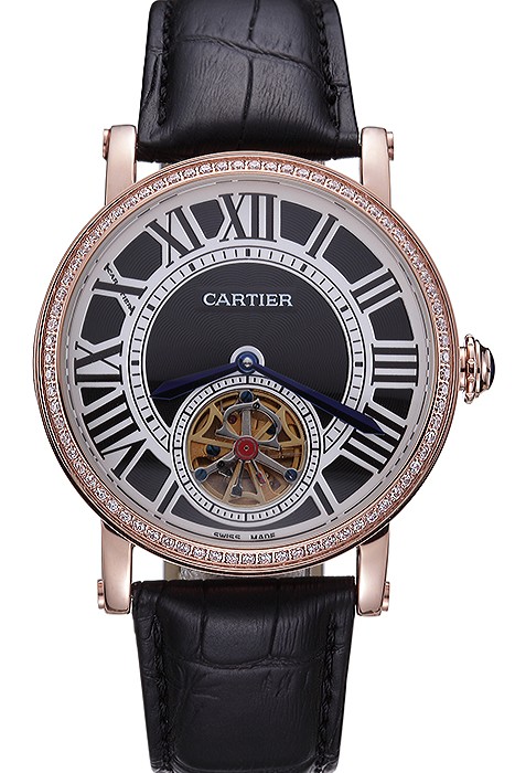 Cartier Rotonde Flying Tourbillon Diamonds Black Dial 621951