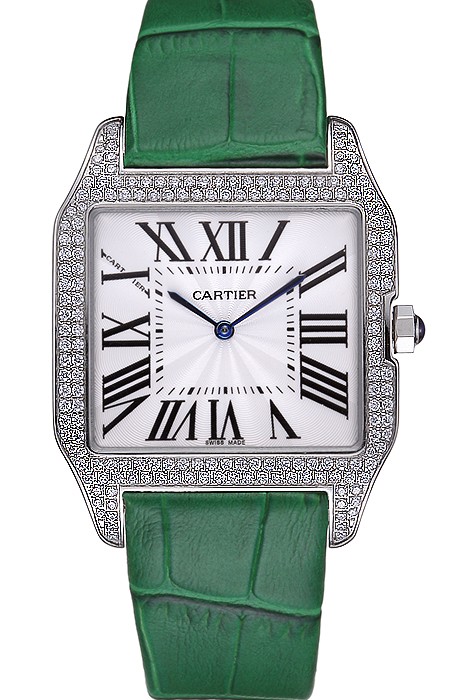 Cartier Santos 100 Diamond Silver Bezel 621929