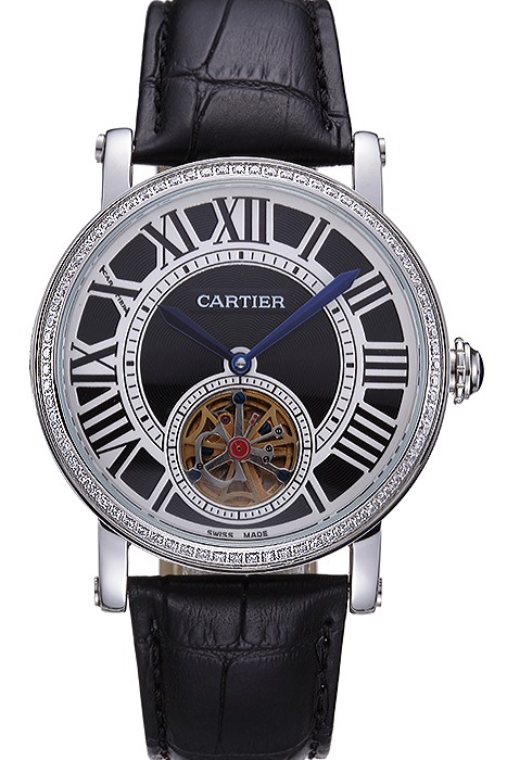 Cartier Rotonde Flying Tourbillon Diamonds Black Dial 621953