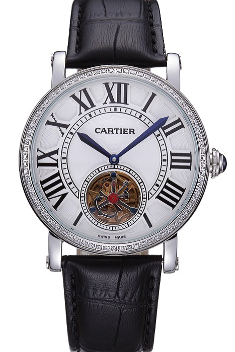 Cartier Rotonde Flying Tourbillon Diamonds White Dial 621954