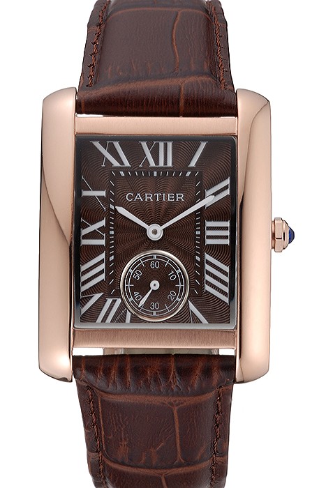 Cartier Tank MC Gold Case Brown Dial Brown Leather Strap  622175