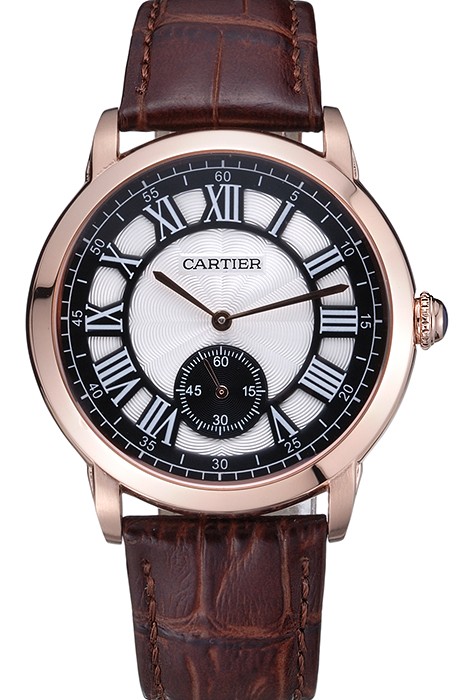 Cartier Ronde Louis White Dial Brown Leather Strap 621976