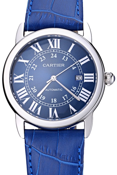 Swiss Cartier Ronde Solo Stainless Steel Case Blue Dial Roman Numerals  622193